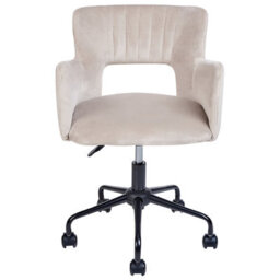 Beliani Desk Chair Sanilac Ii Velvet Taupe - thumbnail 5