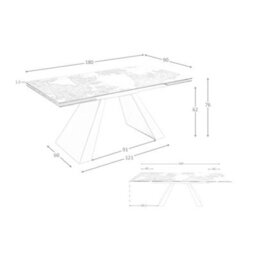 Angel Cerda Rectangular Extending Dining Table In Porcelain Marble And Taupe Grey Steel - thumbnail 7