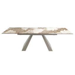 Angel Cerda Rectangular Extending Dining Table In Porcelain Marble And Taupe Grey Steel - thumbnail 6