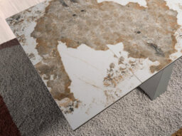 Angel Cerda Rectangular Extending Dining Table In Porcelain Marble And Taupe Grey Steel - thumbnail 5