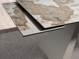Angel Cerda Rectangular Extending Dining Table In Porcelain Marble And Taupe Grey Steel - thumbnail 4