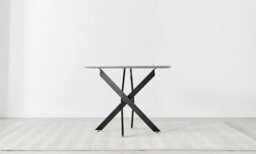 Furniturebox Novara Grey Concrete Effect 100Cm Round Dining Table With Black Starburst Legs & 4 Navy Pesaro Velvet Chairs - thumbnail 8