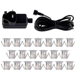 First Choice Lighting Set Of 20 - 30mm Stainless Steel Ip67 Cool White Led Decking Kit