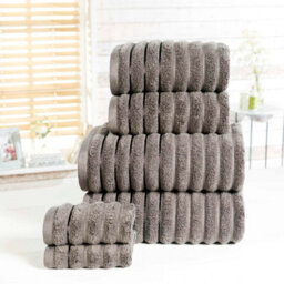 Rapport Home Ribbed Hand Towel Pure Cotton Charcoal