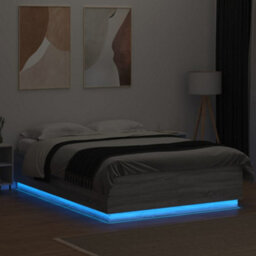 Berkfield Bed Frame With Led Without Mattress Grey Sonoma 120X200 Cm - thumbnail 4