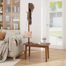 Costway Wooden Hall Tree W/ Coat Rack Freestanding Coat Stand & Shoe Bench W/ 4 Hooks - thumbnail 5