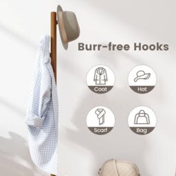 Costway Wooden Hall Tree W/ Coat Rack Freestanding Coat Stand & Shoe Bench W/ 4 Hooks - thumbnail 8