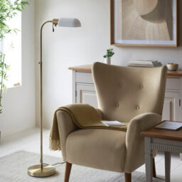 Loops Set Of 2 Adjustable Tall Floor Lamps In Antique Brass With Opal Glass Shades - thumbnail 3