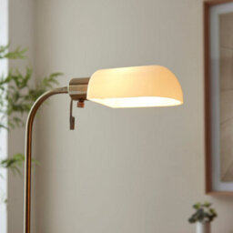 Loops Set Of 2 Adjustable Tall Floor Lamps In Antique Brass With Opal Glass Shades - thumbnail 5