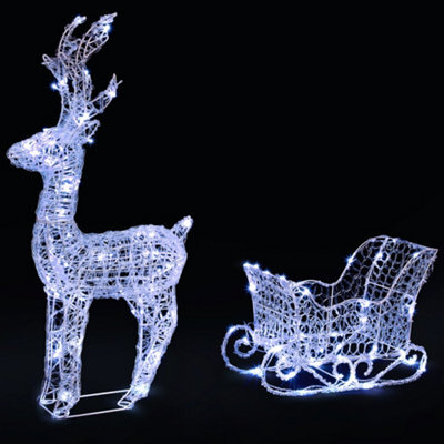 Verymerry Christmas Reindeer With Sleigh, 180 Led Light Up Acrylic Figures Garden Christmas Decoration, Auto-Off Timer - Cool - image 1