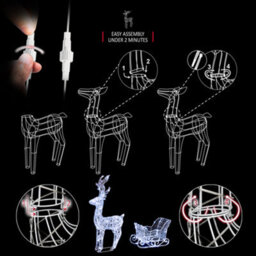 Verymerry Christmas Reindeer With Sleigh, 180 Led Light Up Acrylic Figures Garden Christmas Decoration, Auto-Off Timer -  Cool - thumbnail 4