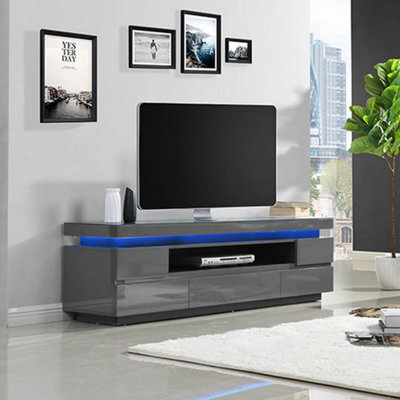 Furniture in Fashion Odessa Grey High Gloss Tv Stand With 5 Drawers And Led Lights - image 1