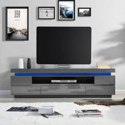 Furniture in Fashion Odessa Grey High Gloss Tv Stand With 5 Drawers And Led Lights - thumbnail 2