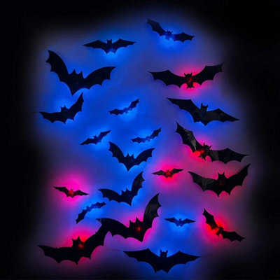 24Pcs Bats Wall Decor Halloween Decorations 3D Realistic Bat With Led Lights - image 1