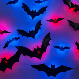 24Pcs Bats Wall Decor Halloween Decorations 3D Realistic Bat With Led Lights - thumbnail 3
