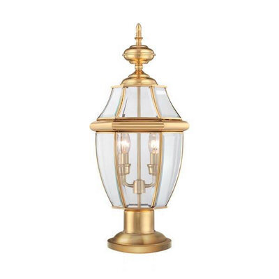 Elstead Newbury 2 Light Outdoor Pedestal Light Polished Brass Ip44, E14