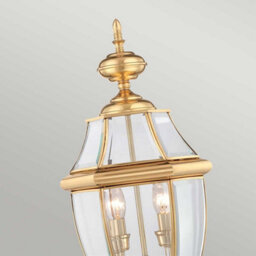 Luminosa Lighting Elstead Newbury 2 Light Outdoor Pedestal Light Polished Brass Ip44, E14 - thumbnail 2