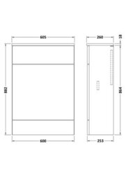 Balterley Alrewas Contemporary Floor Standing Compact Wc Unit With Coordinating Worktop, Gloss Grey, 600mm - thumbnail 5