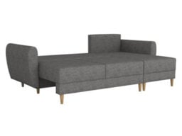 Universal L Shaped Corner Sofa Bed With Built In Storage Compartment Modern Fabric 3 Seater Settee For Living Room Brown - thumbnail 3