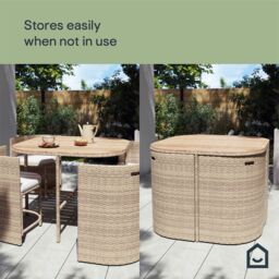 GoodHome Elos Beige Rattan Effect 4 Seater Dining Set - thumbnail 3