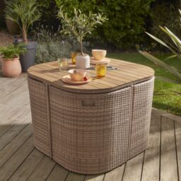 GoodHome Elos Beige Rattan Effect 4 Seater Dining Set - thumbnail 2