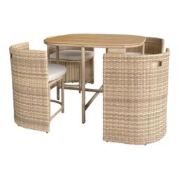 GoodHome Elos Beige Rattan Effect 4 Seater Dining Set - thumbnail 5