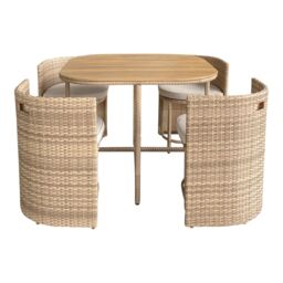 GoodHome Elos Beige Rattan Effect 4 Seater Dining Set - thumbnail 6