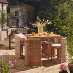 GoodHome Elos Beige Rattan Effect 4 Seater Dining Set - thumbnail 1
