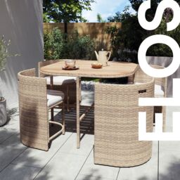GoodHome Elos Beige Rattan Effect 4 Seater Dining Set - thumbnail 4