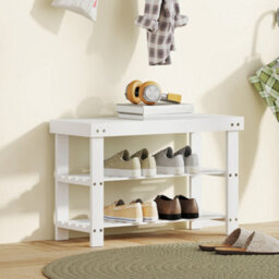 Homcom 3-Tier Bamboo Shoe Bench With 2 Shelves For Entryway, White