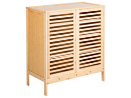 Wyld And Coco Everbamboo Sideboard Shoe Cabinet, Light Brown Bamboo, Sliding Slatted Doors, W80 X D40 X H88Cm - thumbnail 3