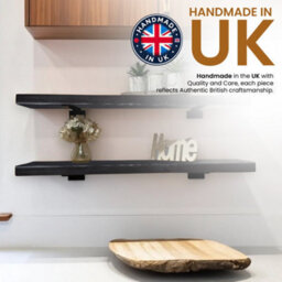 MKGT Handcrafted Rustic Wooden Shelf With T Brackets (Small, Black 50Cm) - thumbnail 3