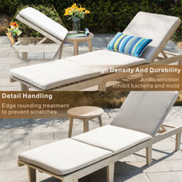 Abrihome Wooden Garden Lounge Set, Sun Lounger With Cushions & Round Side Table,  Ideal For Patio, Balcony & Poolside - thumbnail 3
