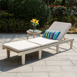 Abrihome Wooden Garden Lounge Set, Sun Lounger With Cushions & Round Side Table,  Ideal For Patio, Balcony & Poolside - thumbnail 7