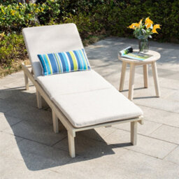 Abrihome Wooden Garden Lounge Set, Sun Lounger With Cushions & Round Side Table,  Ideal For Patio, Balcony & Poolside - thumbnail 1