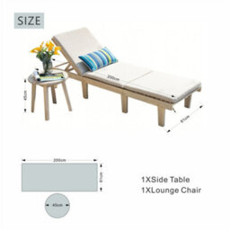 Abrihome Wooden Garden Lounge Set, Sun Lounger With Cushions & Round Side Table,  Ideal For Patio, Balcony & Poolside - thumbnail 6