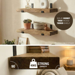 Top Notch Home and Living 70Cm Natural Rustic Wooden Wall Shelf, Top Notch Home & Living Handcrafted Wood Shelves, Handmade Incl 2 Brackets Per Shelf - thumbnail 7