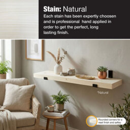 Top Notch Home and Living 70Cm Natural Rustic Wooden Wall Shelf, Top Notch Home & Living Handcrafted Wood Shelves, Handmade Incl 2 Brackets Per Shelf - thumbnail 4