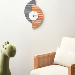 Wyld And Coco Grey And Orange Mdf Wall Clock 29 X 47 Cm Polka Dot No Numerals - thumbnail 2