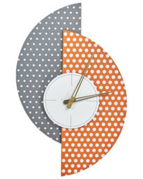 Wyld And Coco Grey And Orange Mdf Wall Clock 29 X 47 Cm Polka Dot No Numerals - thumbnail 1
