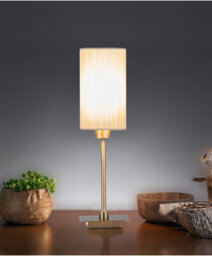 Lighting Supermarket Darwen Square Stick Antique Brass Table Lamp With Small Ivory Shade - thumbnail 5