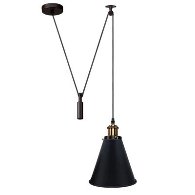 Black Industrial 1 Head Spider Pendant Light Adjustable Cord Long Cone Barn Shade For Kitchen & Dining - image 1