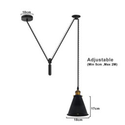 Black Industrial 1 Head Spider Pendant Light Adjustable Cord Long Cone Barn Shade For Kitchen & Dining - thumbnail 2