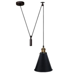 Black Industrial 1 Head Spider Pendant Light Adjustable Cord Long Cone Barn Shade For Kitchen & Dining