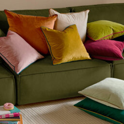furn. Furn Meridian Velvet Polyester Filled Cushion, Lime/hot Pink, 45 X 45Cm - thumbnail 6