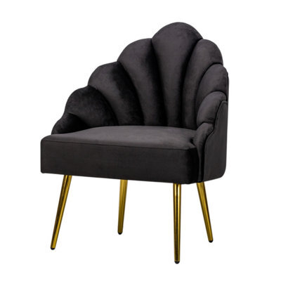 Nordlys Black Velvet And Metal Lounge Chair Vintage Style Living Room - image 1