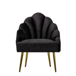 Nordlys Black Velvet And Metal Lounge Chair Vintage Style Living Room - thumbnail 4