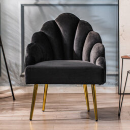 Nordlys Black Velvet And Metal Lounge Chair Vintage Style Living Room - thumbnail 5