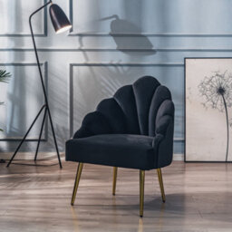 Nordlys Black Velvet And Metal Lounge Chair Vintage Style Living Room - thumbnail 3