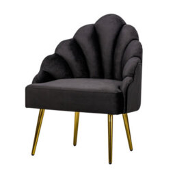 Nordlys Black Velvet And Metal Lounge Chair Vintage Style Living Room - thumbnail 1
